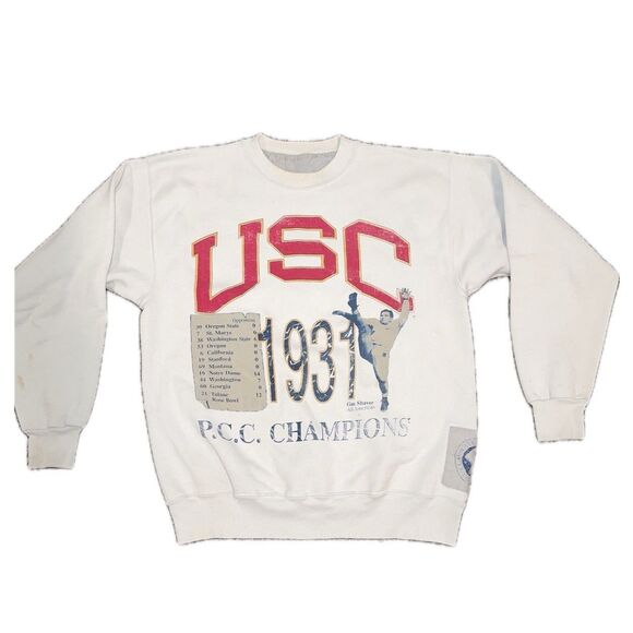 USC TROJANS RARE VINTAGE SWEATSHIRT L 1931 PCC CHAMPION GUS SHAVER - Picture 1 of 9